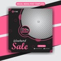 Template Feed For Social Media Ad, Design For Fashion Sale, Vector With Abstract Shapes