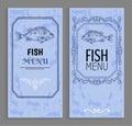 Template of Fish Menu Sample with Vintage Frame