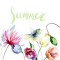 Template for floral card with title Summer