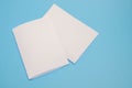 Template fold white paper on blue background Royalty Free Stock Photo