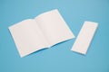 Template fold white paper on blue background Royalty Free Stock Photo
