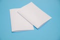 Template fold white paper on blue background Royalty Free Stock Photo