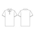 Template front back polo shirt button down vector outline template clothing