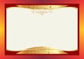 Template of gift or wedding card with gold decorations.