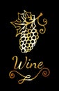 Template gold wine emblem with garden-stuffs and leaves of vine Royalty Free Stock Photo