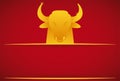 Template with golden ox head and space for text, Vector Illustration Royalty Free Stock Photo