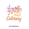 Template gourmet chef insignia. Exclusive logotype with cookware