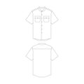 template grandad collar shirt with two pocket vector illustration flat design outline clothing collection