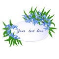 Template for the cards with blue flowers bluebell