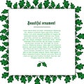 Template greeting card with a frame of green oak