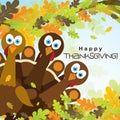 Template greeting card with a happy Thanksgiving turkey, vector