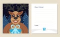 Template greeting card New year`s or Merry Christmas letter to Dear Friend .