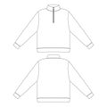 Template half zip sweatshirt vector flat design outline clothing