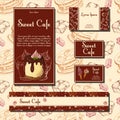 Template with hand drawn sketch bakery. Dessert cards with sweet bakery. Can be used identity style for cafe or restaurant.