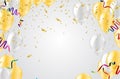 Template for Happy birthday card with place for text.  gold and white balloons  EPS 10 vector file included Royalty Free Stock Photo