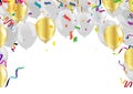 Template for Happy birthday card with place for text.  gold and white balloons  EPS 10 vector file included Royalty Free Stock Photo