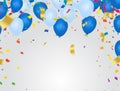 Template for Happy birthday card with place for text. light blue balloons  EPS 10 vector file included Royalty Free Stock Photo