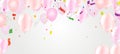 Template for Happy birthday card with place for text. light pink balloons  EPS 10 vector file included Royalty Free Stock Photo