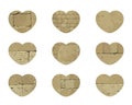 Template of Heart icons with pattern of brick wall. Textured stylized elementns for your design. Vector Royalty Free Stock Photo