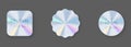 Template of Hologram Stickers Icon. Original Product Gradient Silver Holography Badge. Round, Square Holographic Stamp