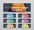 Template of horizontal black web banners with triangular intersecting elements and space for a photo Royalty Free Stock Photo