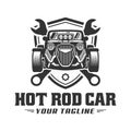 Hot Rod car logo, HotRod vector emblem, Vector Hot Rod car logo