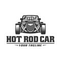 Hot Rod car logo, HotRod vector emblem, Vector Hot Rod car logo