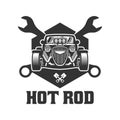 Hot Rod car logo, HotRod vector emblem, Vector Hot Rod car logo