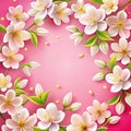 Template White Flowers with Yellow Stamens on Pink Background Royalty Free Stock Photo