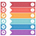 Template infographics from colorful hrizontal arrows for 6 posit Royalty Free Stock Photo