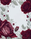 Template for invatation with red roses and white background. AI Royalty Free Stock Photo