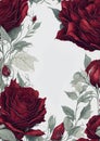 Template for invatation with red roses and white background. AI Royalty Free Stock Photo