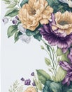 Template for invatation with yellow and purple flowers. AIred Royalty Free Stock Photo