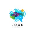 Brain logo, mind, think building and nature, tree, cloud, nature harmony Royalty Free Stock Photo