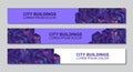 Template of isometric city buildings banner design with space for text. Modern third banner template design. Colorful thirds set