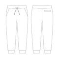 Template jogger sweatpants jetted pocket vector illustration flat sketch