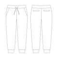 Template jogger sweatpants jetted pockets vector illustration flat sketch