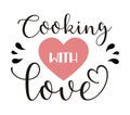 Template for Kitchen poster or apron print. Cooking with love Royalty Free Stock Photo