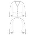 Template knit cardigan garment vector flat design outline clothing collection