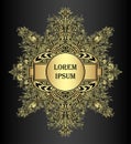 Template label frame banner with decorative modern element gold on black