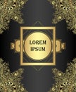 Template label frame banner with decorative modern element gold on black