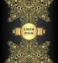 Template label frame banner with decorative modern element gold on black