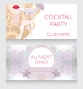 Template for Ladies night party with beautiful girl drinking margarita Royalty Free Stock Photo