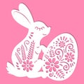 Template for laser cutting. Easter bunny with an egg. Vector Royalty Free Stock Photo