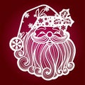 Template for laser cutting. Head of smiling Santa Claus. Christmas decoration. Vector Royalty Free Stock Photo