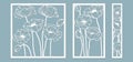 Template for laser cutting and Plotter. Flowers, leaves, bouquet for decoration. Vector illustration. poppy flower. plotter and Royalty Free Stock Photo