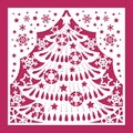 Template for laser cutting. Postcard with a Christmas tree. Vector Royalty Free Stock Photo