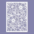 Template for laser cutting. Postcard layout with flowers. Vector Royalty Free Stock Photo