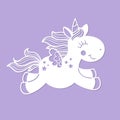 Template for laser cutting. Running little Unicorn. Vector