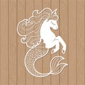 Template for laser cutting. Seahorse unicorn. Vector